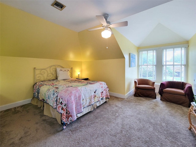 1406 Key St, Brenham, TX 77833 - carpeted bedroom featuring lofted ceiling and a ceiling fan