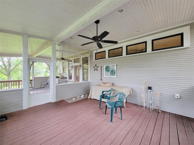 1406 Key St, Brenham, TX 77833 - wooden deck featuring ceiling fan