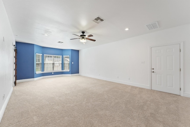 43919 Austin Branch Rd, Hempstead, TX 77445 - spare room featuring carpet floors, ceiling fan, and recessed lighting