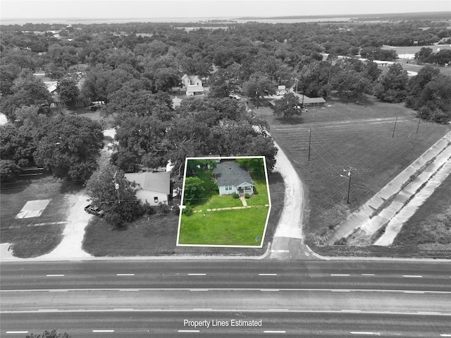 17066 State Highway 36 S, Somerville, TX 77879 - aerial overview of property's location featuring a heavily wooded area and property parcel outlined