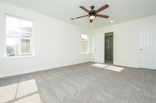 2807 Pine Estate Ln, Houston, TX 77014 - unfurnished bedroom featuring carpet, recessed lighting, ensuite bathroom, and a ceiling fan