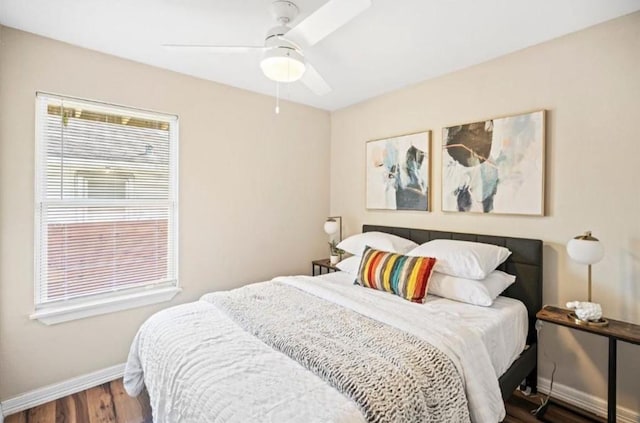 3801 Anita St, Houston, TX 77004 - bedroom with wood finished floors and a ceiling fan