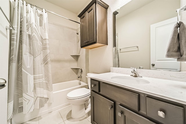 1638 Dominion Heights Ln, Katy, TX 77423 - bathroom with vanity, shower / bathtub combination with curtain, and tile patterned flooring