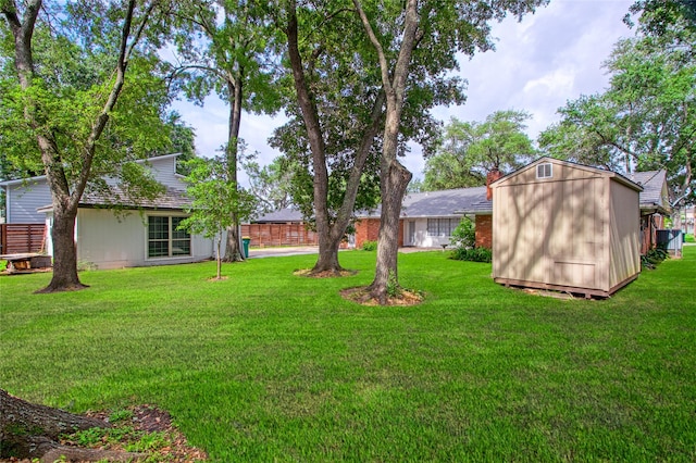 2010 Oceanview Dr, Seabrook, TX 77586 - view of grassy yard featuring a storage shed
