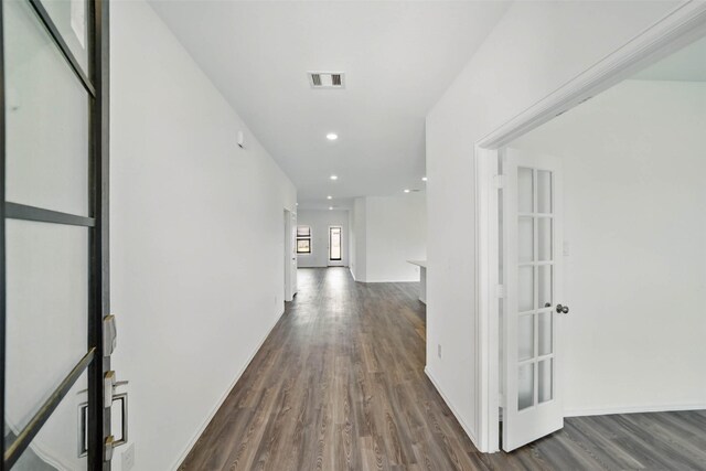 2921 Eden Lake Ln, Katy, TX 77493 - hallway featuring dark wood-style flooring and recessed lighting
