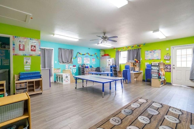 402 W Converse St, Weimar, TX 78962 - game room featuring wood finished floors and a ceiling fan
