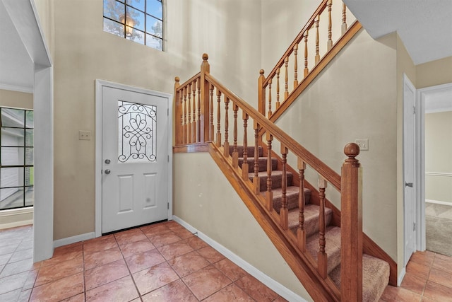 4327 Long Glen Dr, Houston, TX 77339 - entrance foyer with a high ceiling and stairway