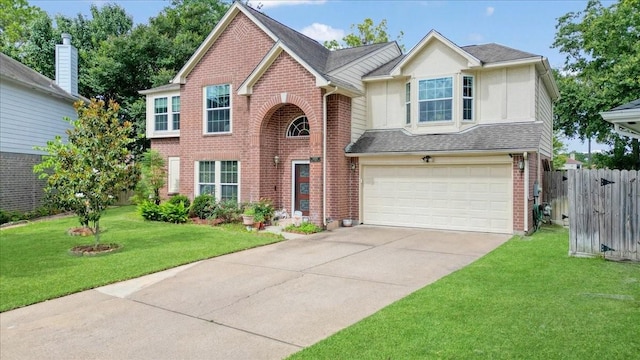 10819 Belle Haven Dr, Houston, TX 77065 - traditional-style home featuring brick siding, driveway, a garage, and roof with shingles