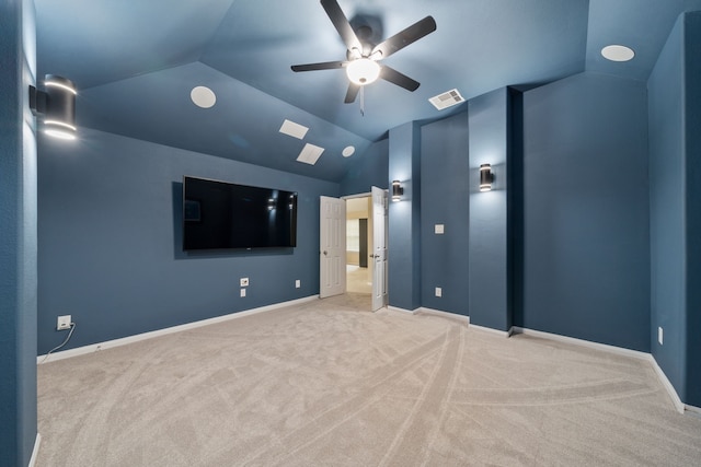 19610 Blushing Meadow Dr, Cypress, TX 77433 - unfurnished bedroom featuring lofted ceiling, carpet floors, and ceiling fan