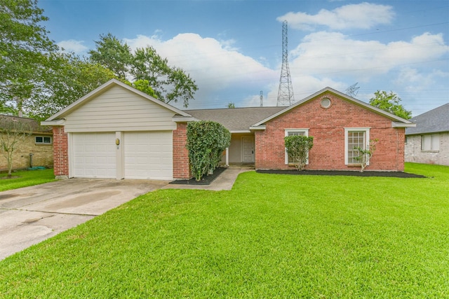 622 Magnolia Bend St, League City, TX 77573 - single story home with a front lawn, driveway, brick siding, and a garage