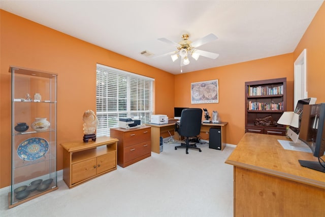7311 Open Oak Way, Humble, TX 77346 - office with a ceiling fan and carpet flooring