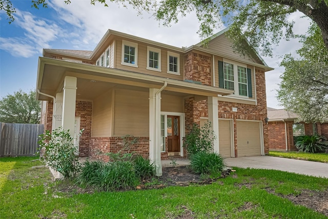 19819 Sternwood Manor Dr, Spring, TX 77379 - view of front facade with brick siding, a garage, and concrete driveway