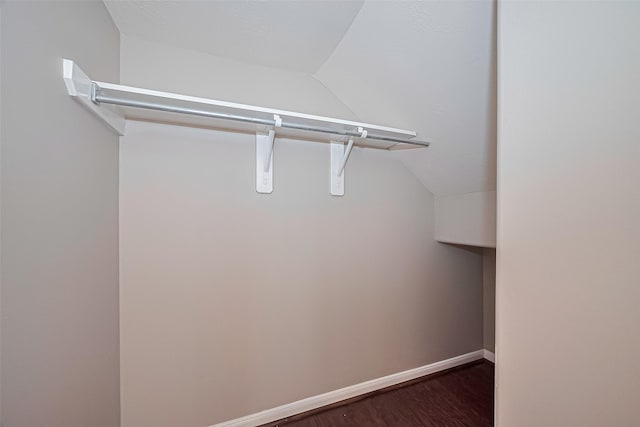 19819 Sternwood Manor Dr, Spring, TX 77379 - spacious closet featuring dark wood finished floors and vaulted ceiling