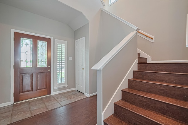 19819 Sternwood Manor Dr, Spring, TX 77379 - foyer entrance featuring stairway and wood finished floors
