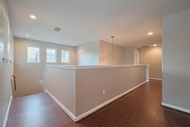 19819 Sternwood Manor Dr, Spring, TX 77379 - corridor featuring an upstairs landing, dark wood-type flooring, and recessed lighting