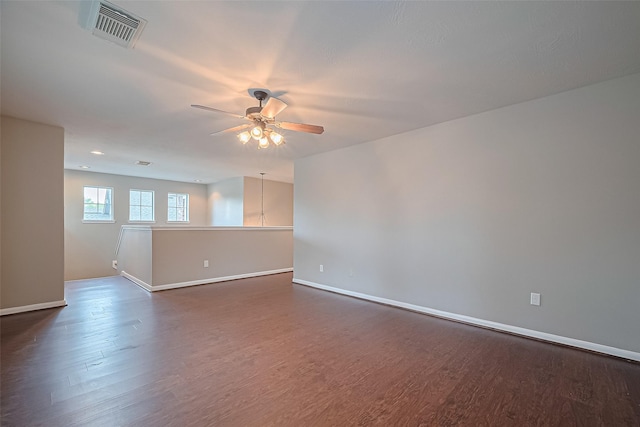 19819 Sternwood Manor Dr, Spring, TX 77379 - empty room with ceiling fan and dark wood-style floors