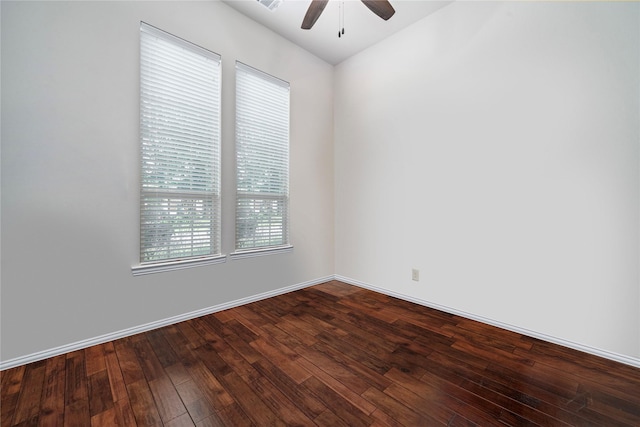 4831 Sunset Park Ln, Rosharon, TX 77583 - unfurnished room with ceiling fan and dark wood finished floors