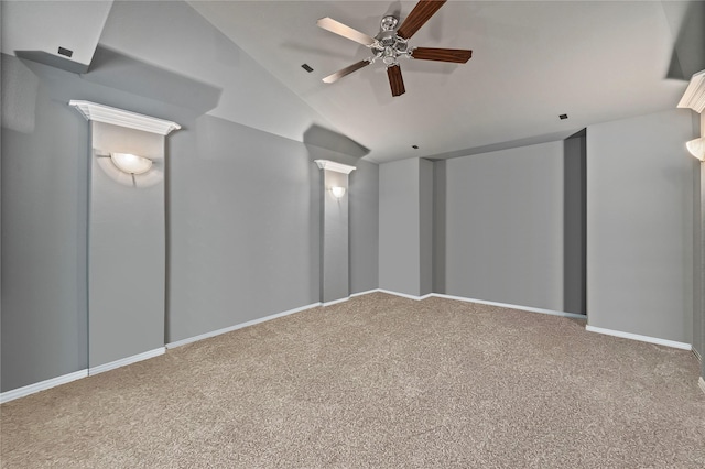 4831 Sunset Park Ln, Rosharon, TX 77583 - carpeted spare room with ceiling fan and vaulted ceiling