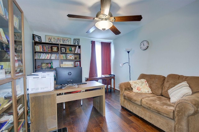 840 Threadneedle St E Unit 208, Houston, TX 77079 - office featuring ceiling fan and dark wood finished floors