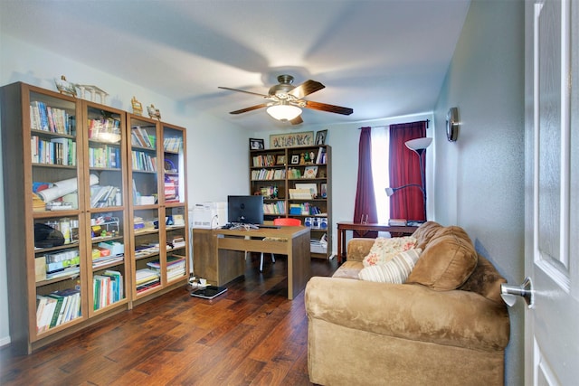 840 Threadneedle St E Unit 208, Houston, TX 77079 - home office featuring ceiling fan and dark wood-type flooring