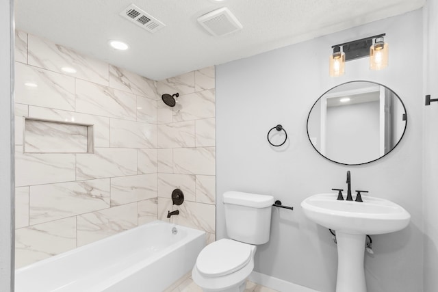 16234 Bowridge Ln, Houston, TX 77053 - full bathroom with bathing tub / shower combination and recessed lighting