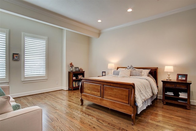 4314 Gibson St Unit B, Houston, TX 77007 - bedroom featuring crown molding, wood finished floors, and recessed lighting
