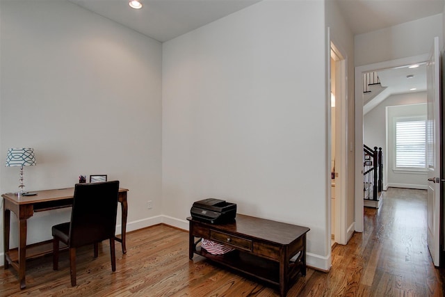 4314 Gibson St Unit B, Houston, TX 77007 - office area featuring wood finished floors and recessed lighting