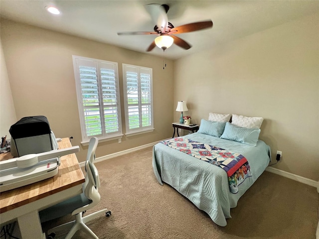 1464 S Bluebonnet Ln, Angleton, TX 77515 - carpeted bedroom featuring a desk, a ceiling fan, and recessed lighting