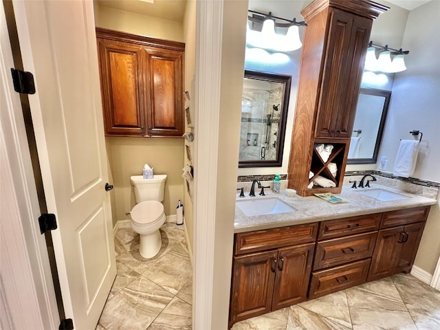 1464 S Bluebonnet Ln, Angleton, TX 77515 - bathroom featuring double vanity and marble finish flooring