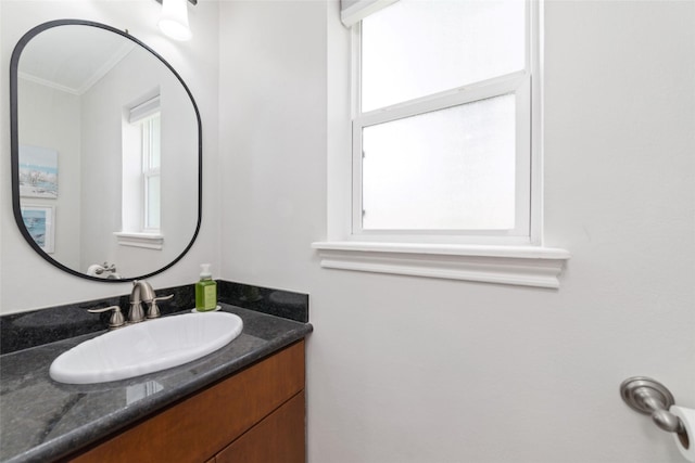 13302 Holston Hills Dr, Houston, TX 77069 - bathroom with vanity and crown molding