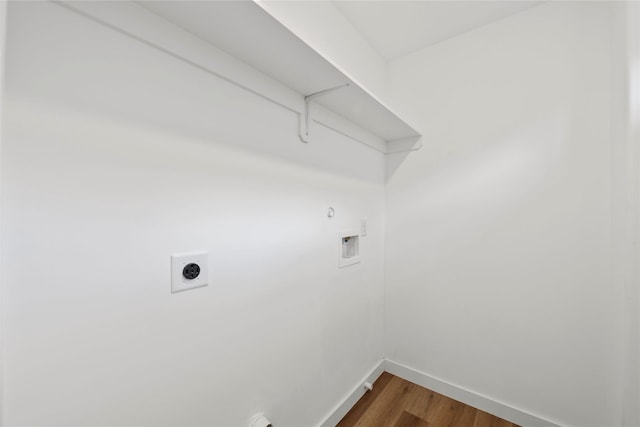 8211 Barlow St, Houston, TX 77028 - washroom with hookup for an electric dryer, washer hookup, and dark wood-type flooring