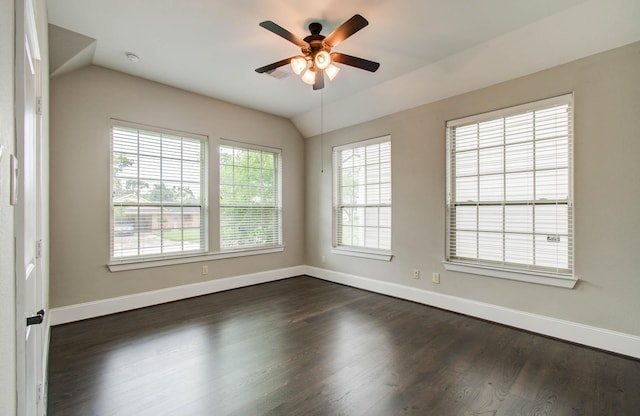 931 Shirkmere Rd, Houston, TX 77008 - spare room with vaulted ceiling, ceiling fan, dark wood-style floors, and a smoke detector