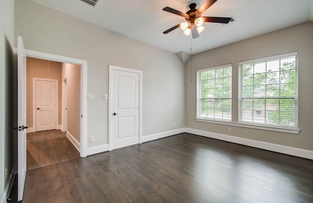 931 Shirkmere Rd, Houston, TX 77008 - unfurnished room featuring ceiling fan and dark wood-type flooring
