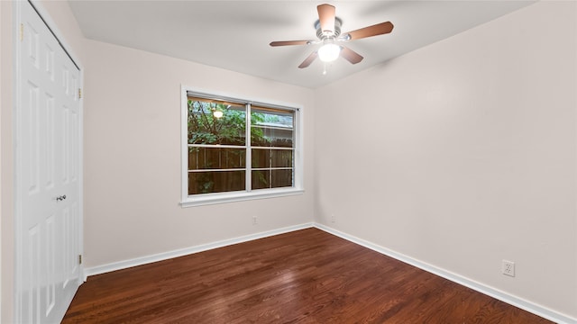 9643 Val Verde St, Houston, TX 77063 - unfurnished bedroom featuring a closet, dark wood finished floors, and ceiling fan