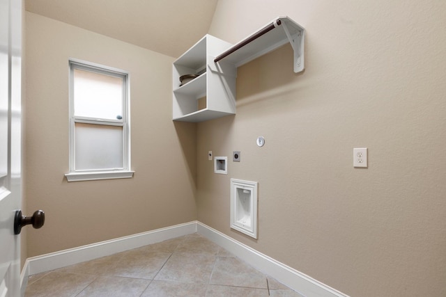 1215 Oxbow Crossing Ln, Rosenberg, TX 77471 - laundry room with hookup for a gas dryer, electric dryer hookup, light tile patterned floors, and hookup for a washing machine