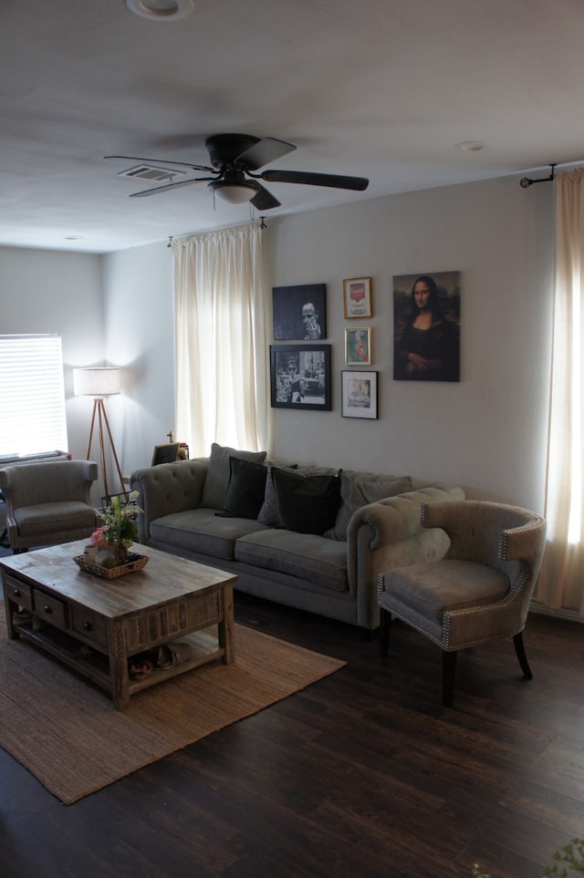 4217 Sterling St, Houston, TX 77051 - living area with ceiling fan and wood finished floors