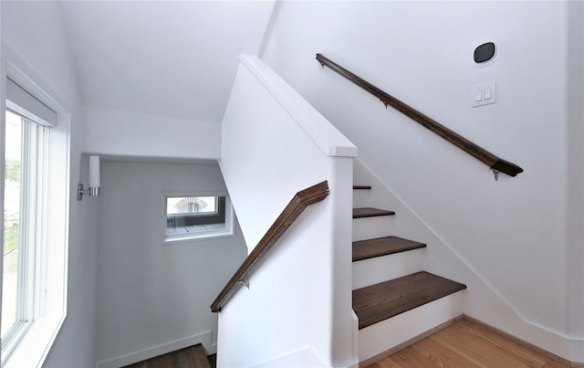 5711 Kansas, Houston, TX 77007 - stairway featuring wood finished floors