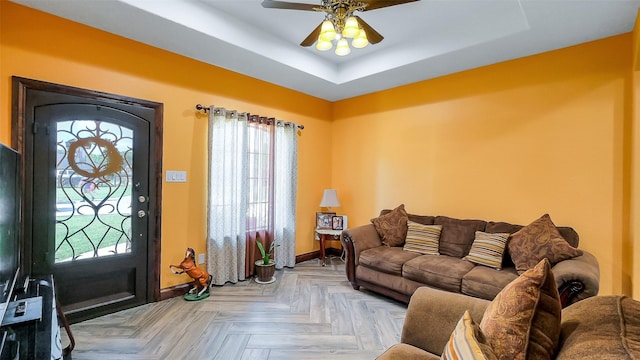 1804 Esther Dr, Houston, TX 77088 - foyer with a raised ceiling and a ceiling fan