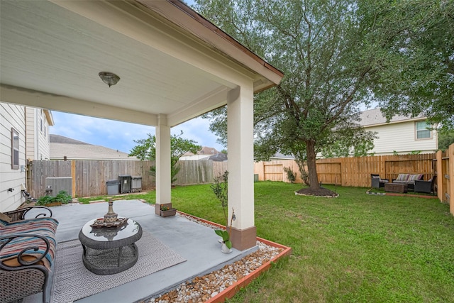 18231 Rexine Ln, Cypress, TX 77433 - fenced backyard with a patio and outdoor lounge area