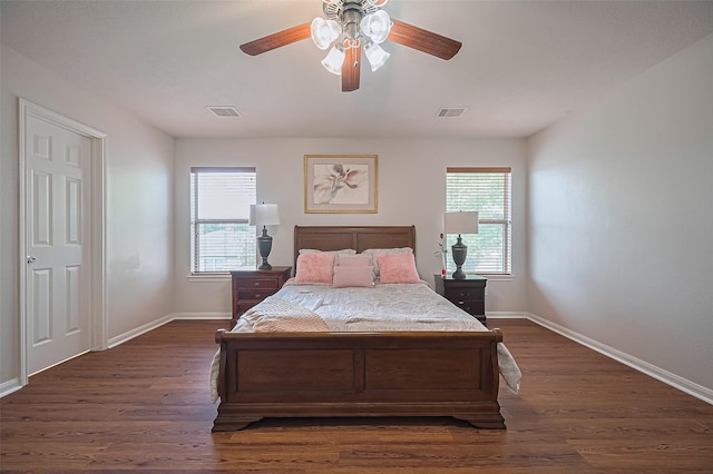 18231 Rexine Ln, Cypress, TX 77433 - bedroom featuring dark wood-style floors and ceiling fan