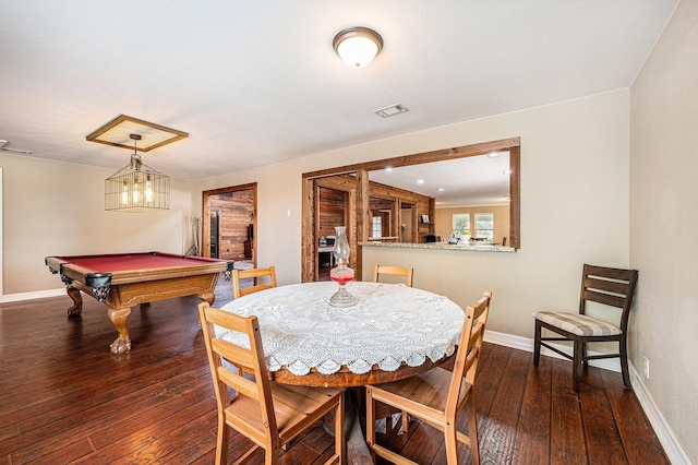 7403 Falcon Dr, Brookshire, TX 77423 - dining room featuring dark wood-style floors and billiards