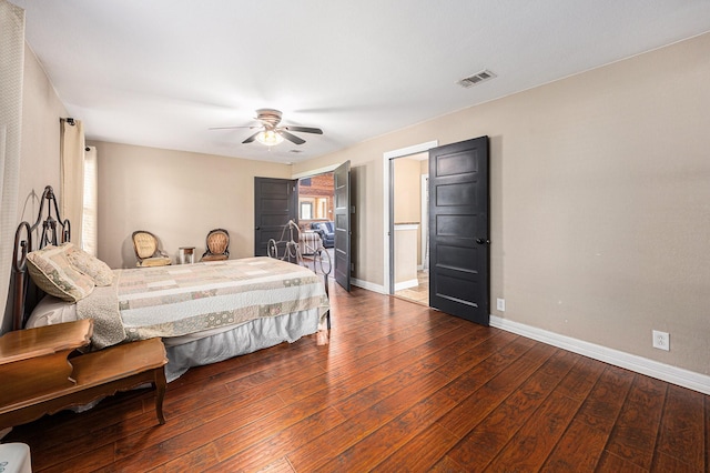 7403 Falcon Dr, Brookshire, TX 77423 - bedroom with hardwood / wood-style floors and a ceiling fan