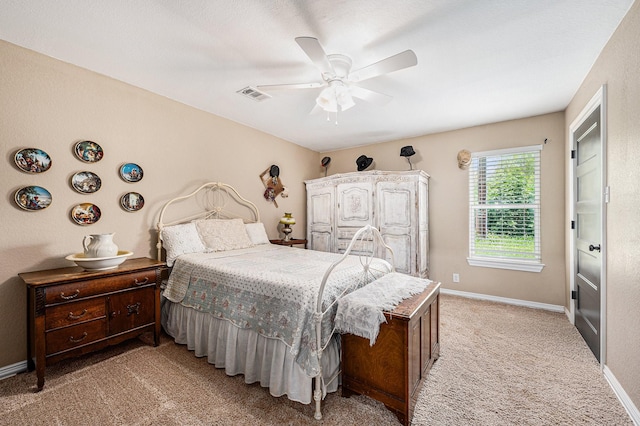 7403 Falcon Dr, Brookshire, TX 77423 - bedroom featuring light colored carpet and ceiling fan