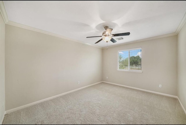 8123 Spring Bluebonnet Dr, Sugar Land, TX 77479 - empty room with carpet flooring, ornamental molding, and ceiling fan