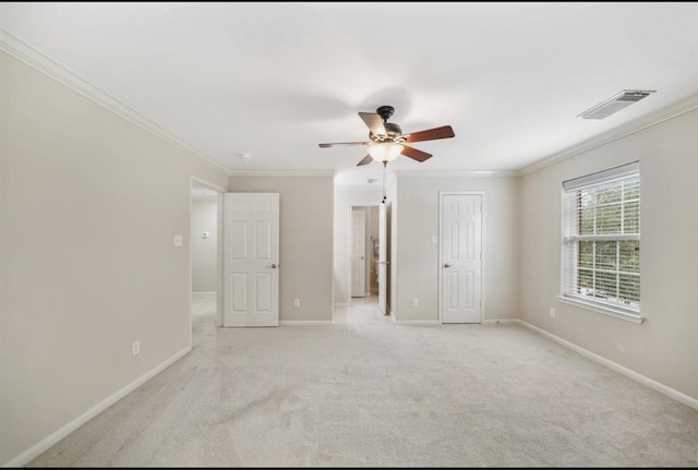 8123 Spring Bluebonnet Dr, Sugar Land, TX 77479 - unfurnished bedroom with crown molding, light colored carpet, and ceiling fan