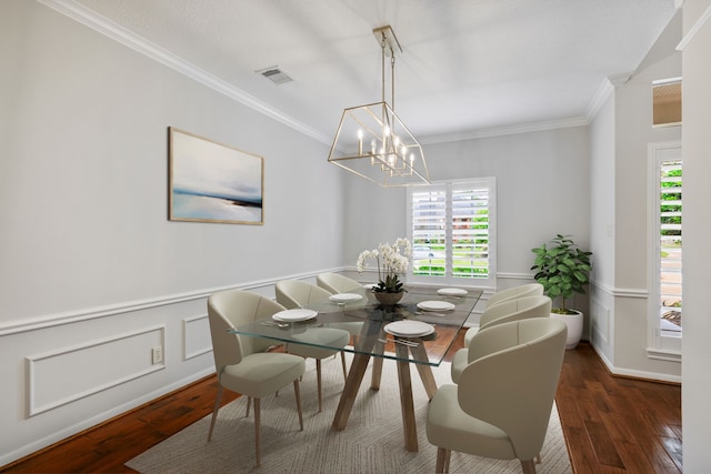 15902 Ivy Bridge Ln, Houston, TX 77095 - dining area featuring crown molding, hardwood / wood-style floors, and a chandelier