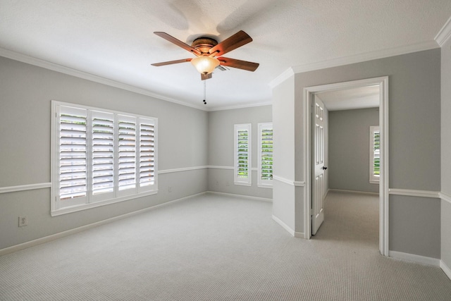 15902 Ivy Bridge Ln, Houston, TX 77095 - carpeted spare room with crown molding and a ceiling fan