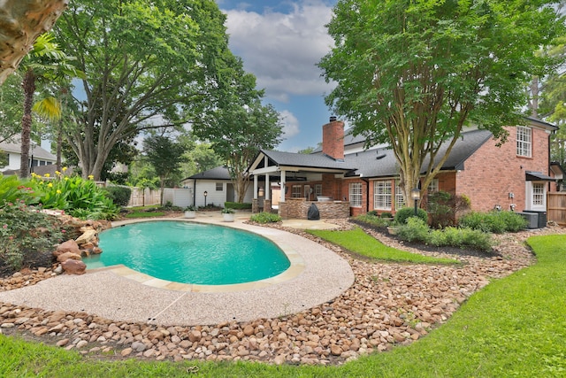 15902 Ivy Bridge Ln, Houston, TX 77095 - view of pool with a patio and a ceiling fan