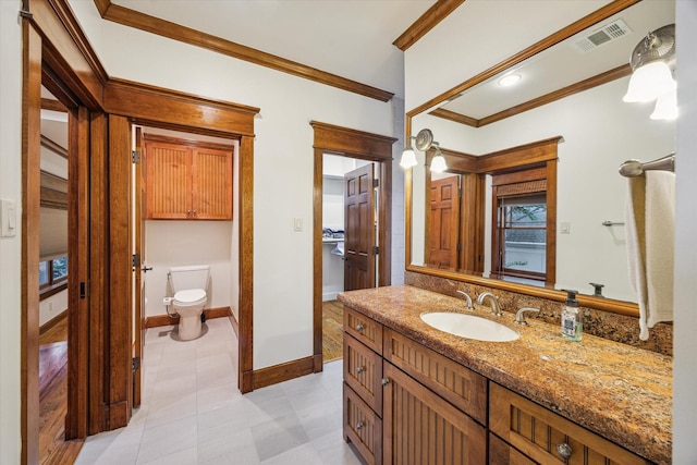 4132 Coleridge St, Houston, TX 77005 - bathroom with crown molding and vanity