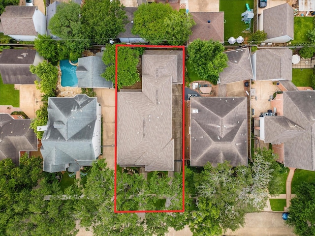 4132 Coleridge St, Houston, TX 77005 - aerial view of residential area featuring property parcel outlined and a pool area